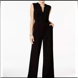Tahari Arthur S. Levine Classy Sleeveless Black Wide Leg Jumpsuit